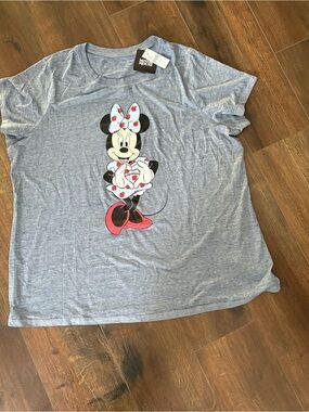 NWT Lane Bryant Heather Blue Minnie Mouse Graphic Tee with Red Accents